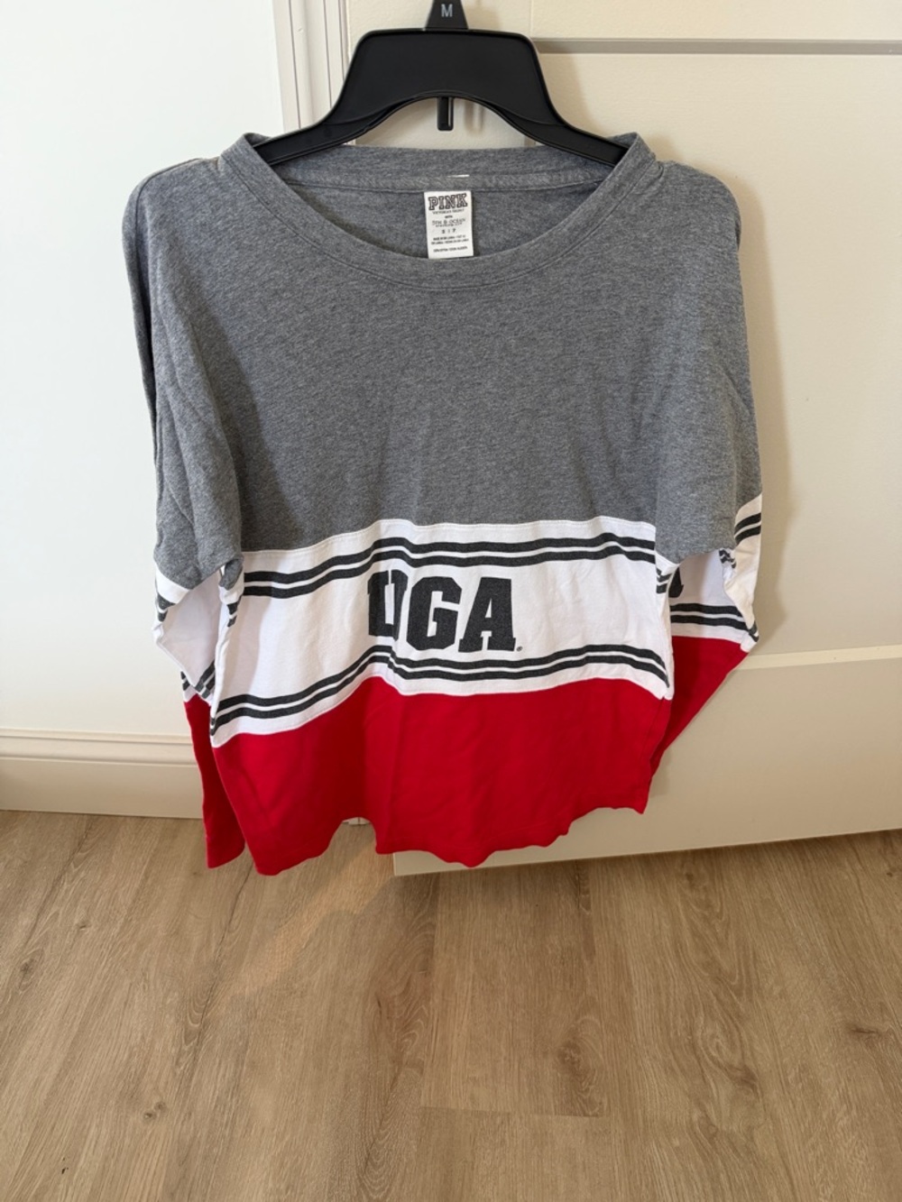 PINK Victoria's Secret Red White Black Colorblock Sleeve Pullover